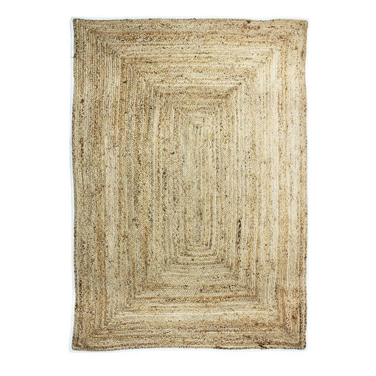 FUNNY - Tapis en jute et coton bande blanche 120x170