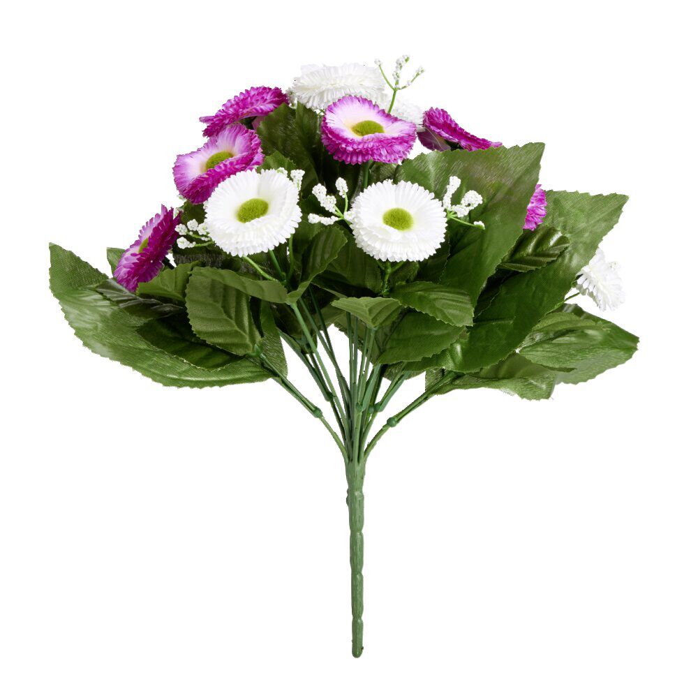 Bouquet fleurs artificielles paquerettes 20 têtes H30cm