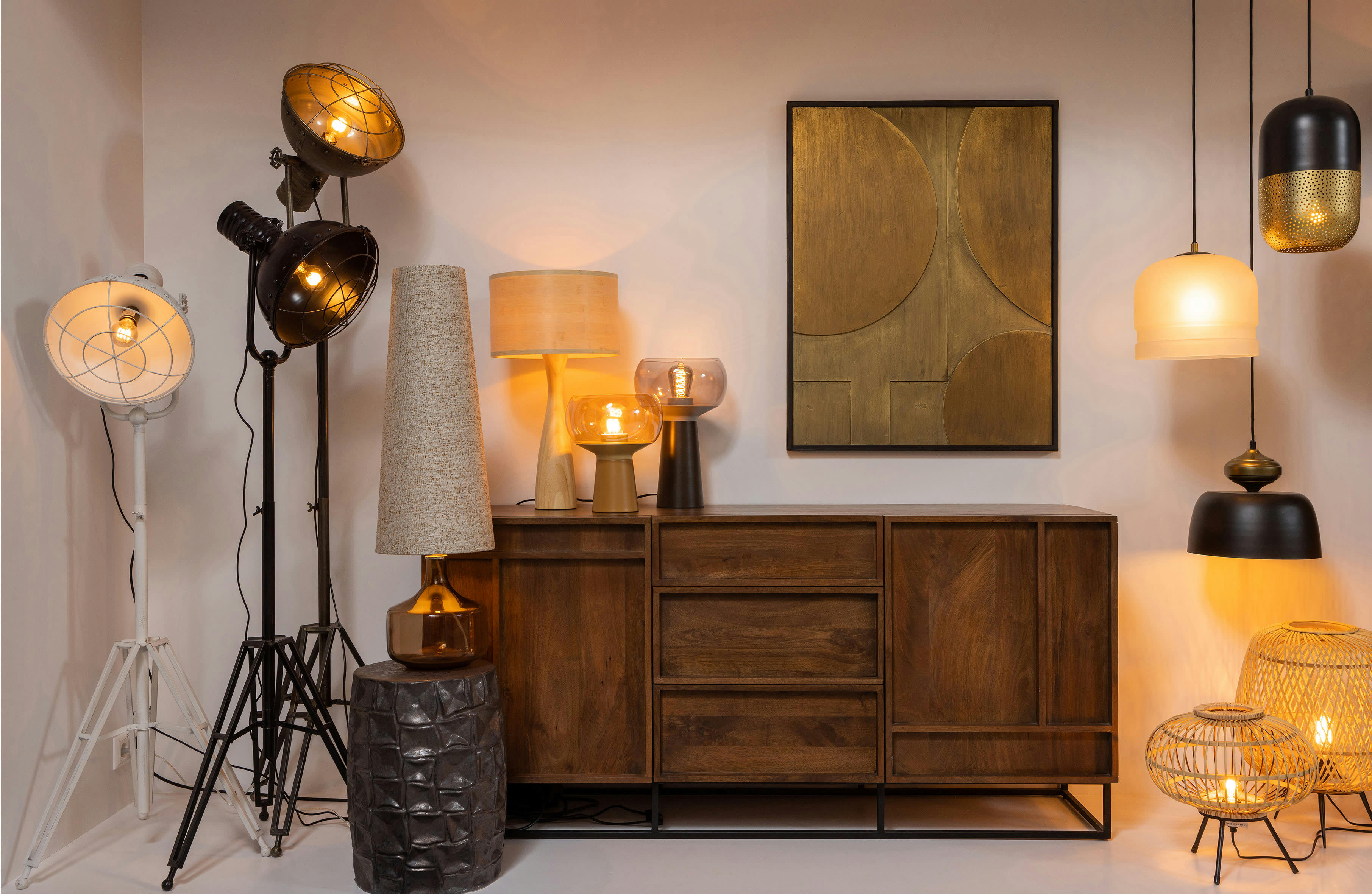 BRANDO - Lampadaire tripod studio indus metal