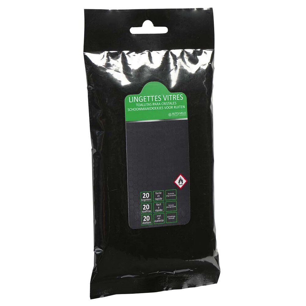 Lingette nettoyante pour vitres auto x20