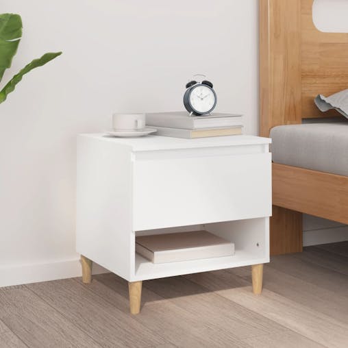 NNEVL Bedside Table White 50x46x50 cm Engineered Wood