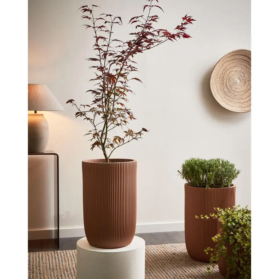 EANTIO - Bloempot - 30 x 30 x 49 cm - Bruin - Kleivezels