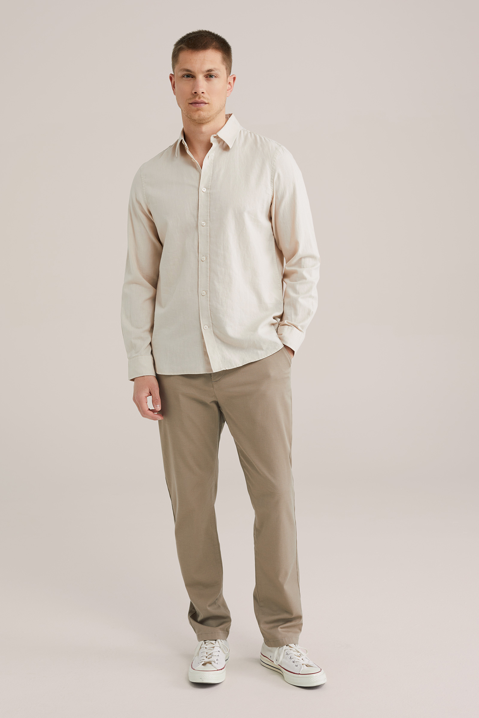 Heren Easy care regular fit overhemd van linnenmix