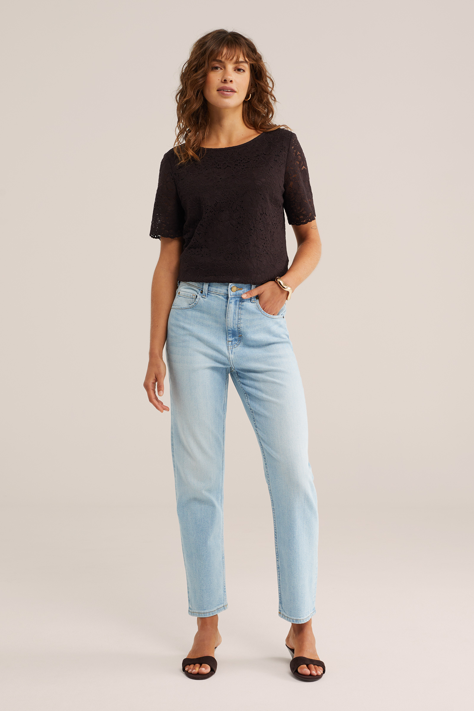 Dames high waist mom fit jeans