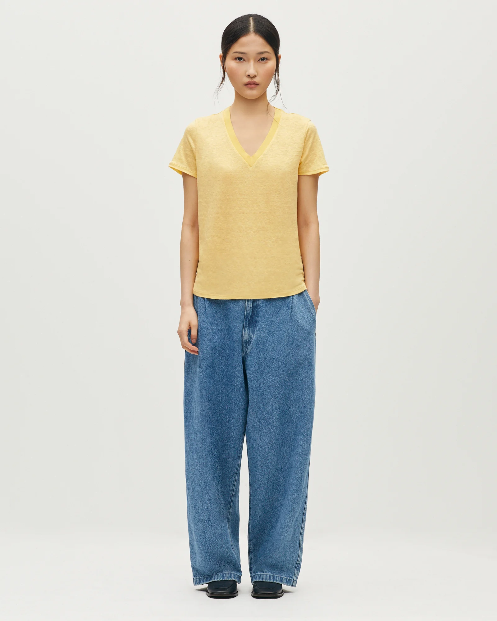 T-shirt col V en lin