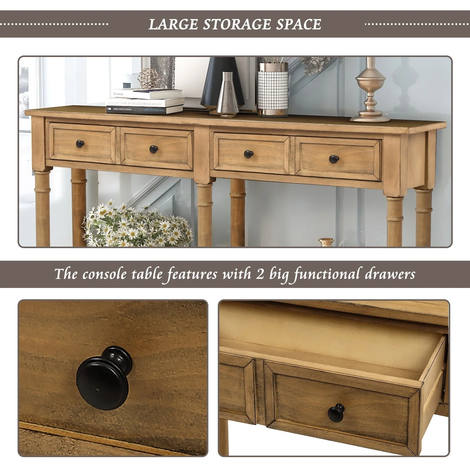2-drawer Console Table - 11.10 x 58.00 x 34.00