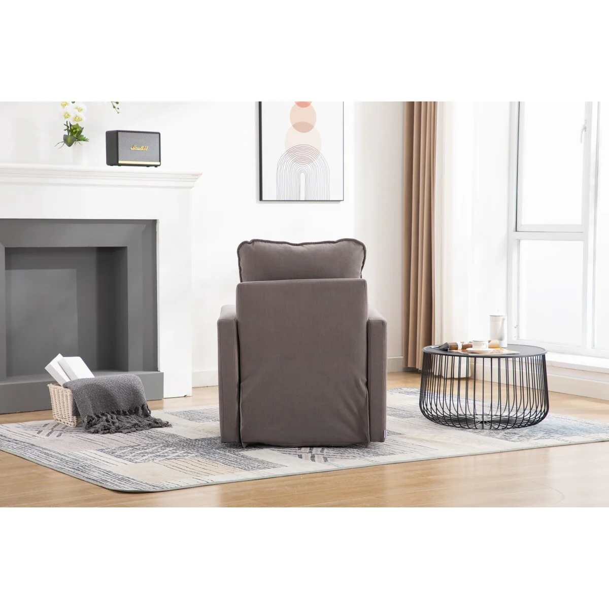 Swivel Barrel Chair, Comfy Accent Sofa Chair for Living Room, 360 Degree Swivel Barrel Club Chair, Leisure Arm Chair for Nursery