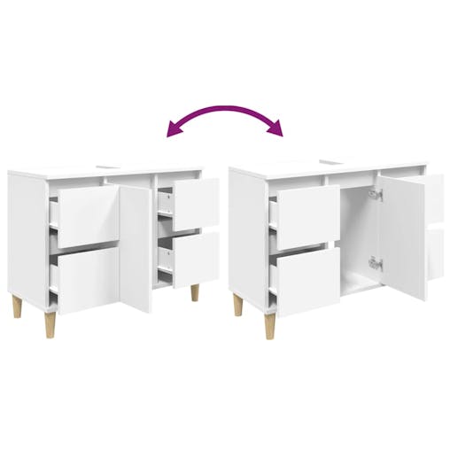 NNEVL Sink Cabinet White 80x33x60 cm Engineered Wood