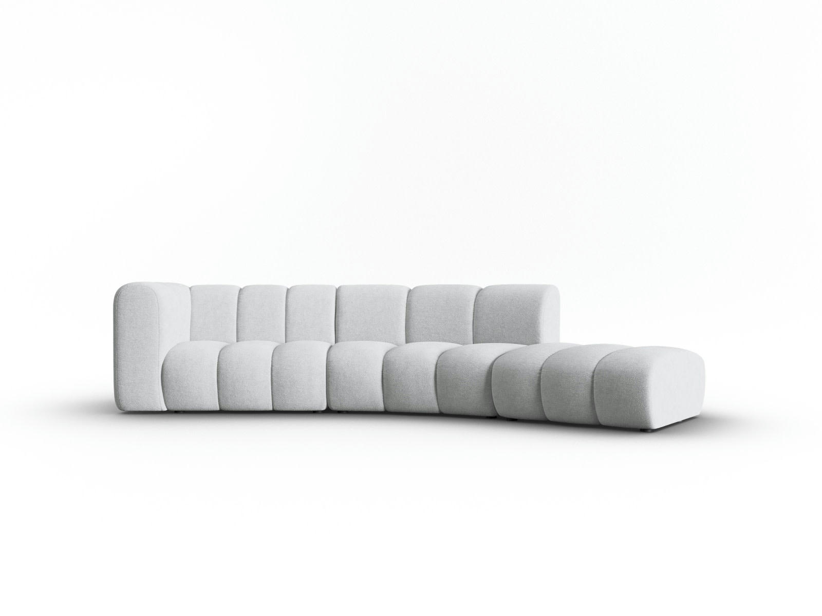 LUPINE - Canapé droit 5 places en tissu chenille gris clair