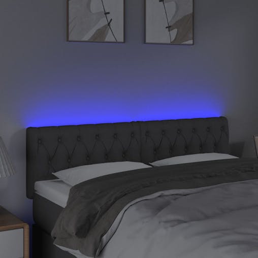 NNEVL LED Headboard Dark Grey 144x7x78/88 cm Fabric