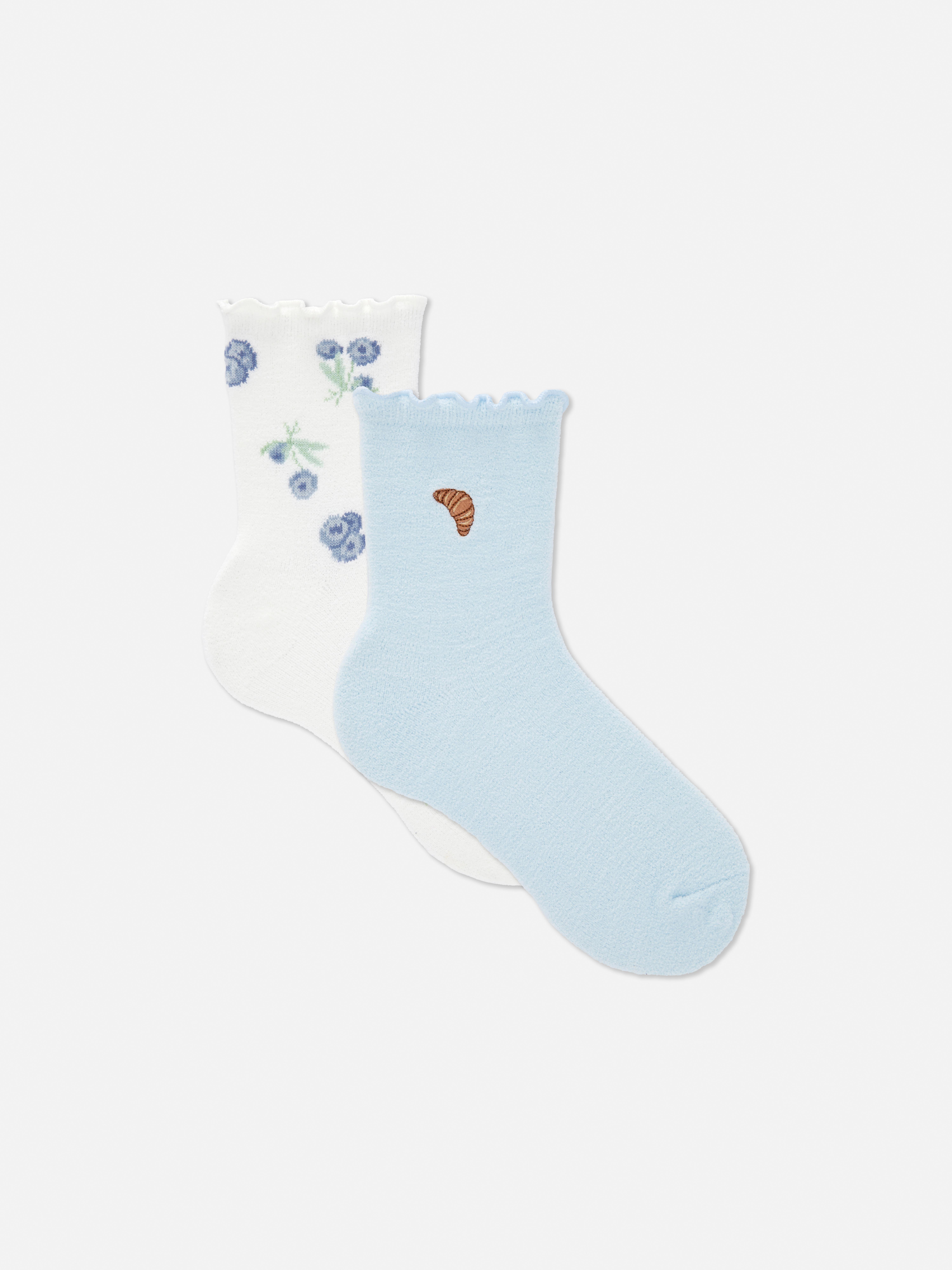 2pk Cozy Blueberry Croissant Socks