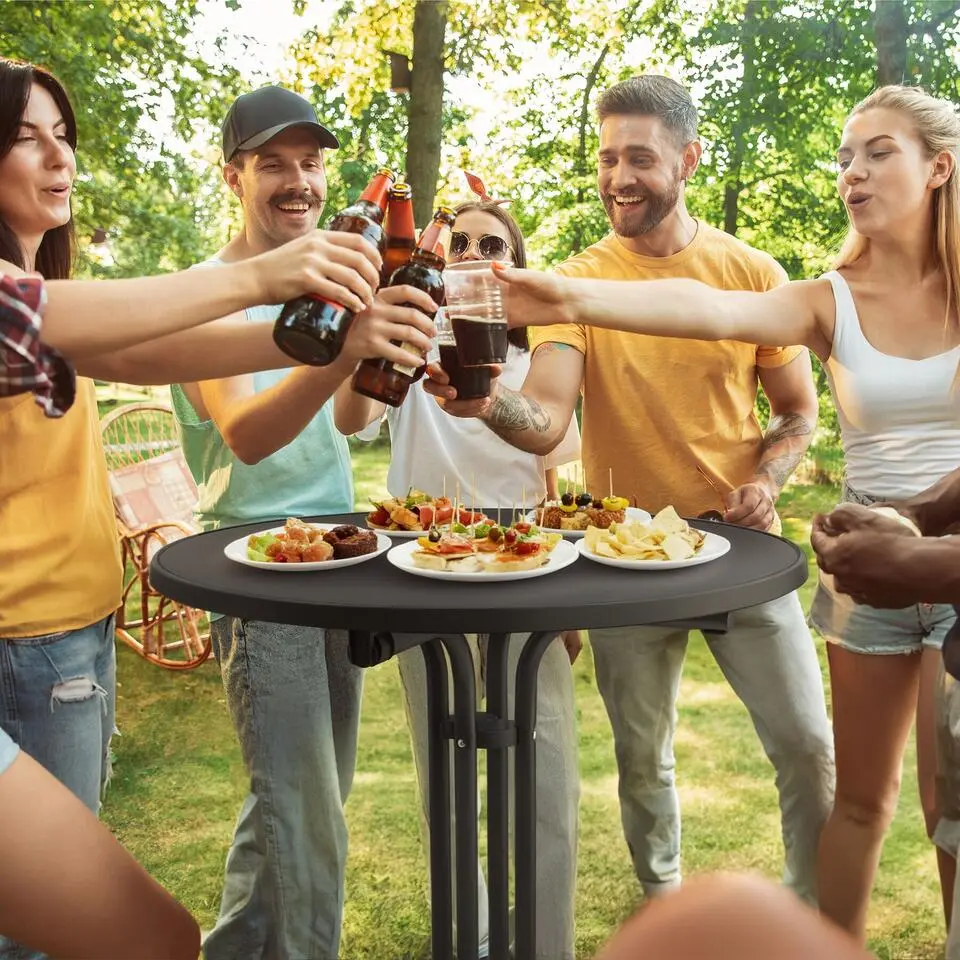 tectake Statafel Eren inklapbaar met hoes 90x110cm, Zwart