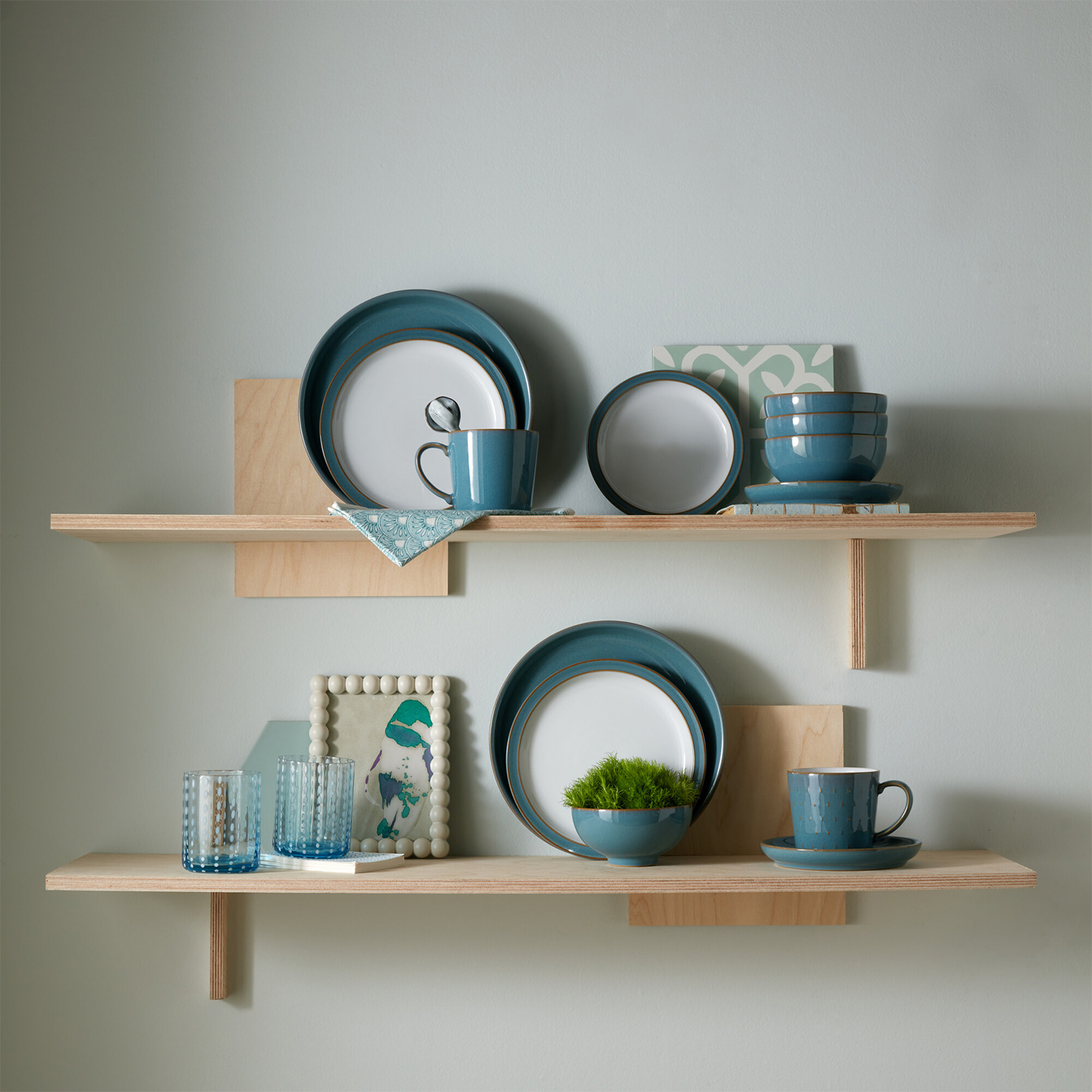 Azure Rimmed Medium Plates - Set Of 4