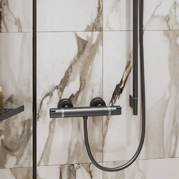 Mitigeur douche thermostatique HANSGROHE Ecostat Comfort noir chromé brossé   Nettoyant Briochin