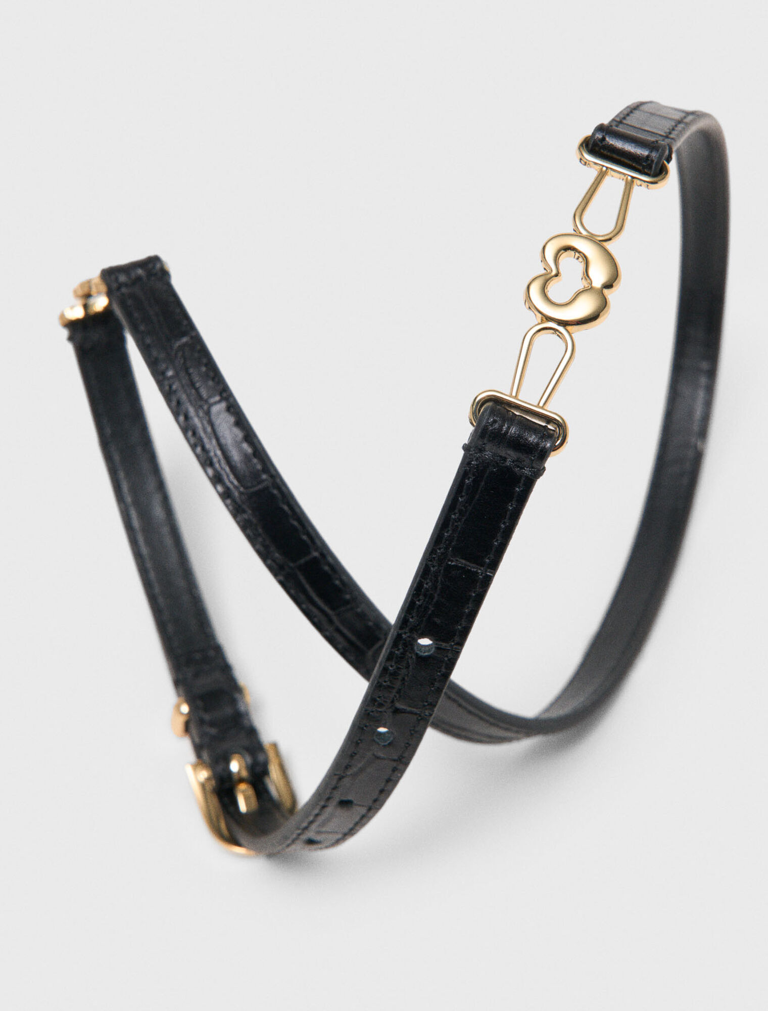 Ceinture fine en cuir effet croco