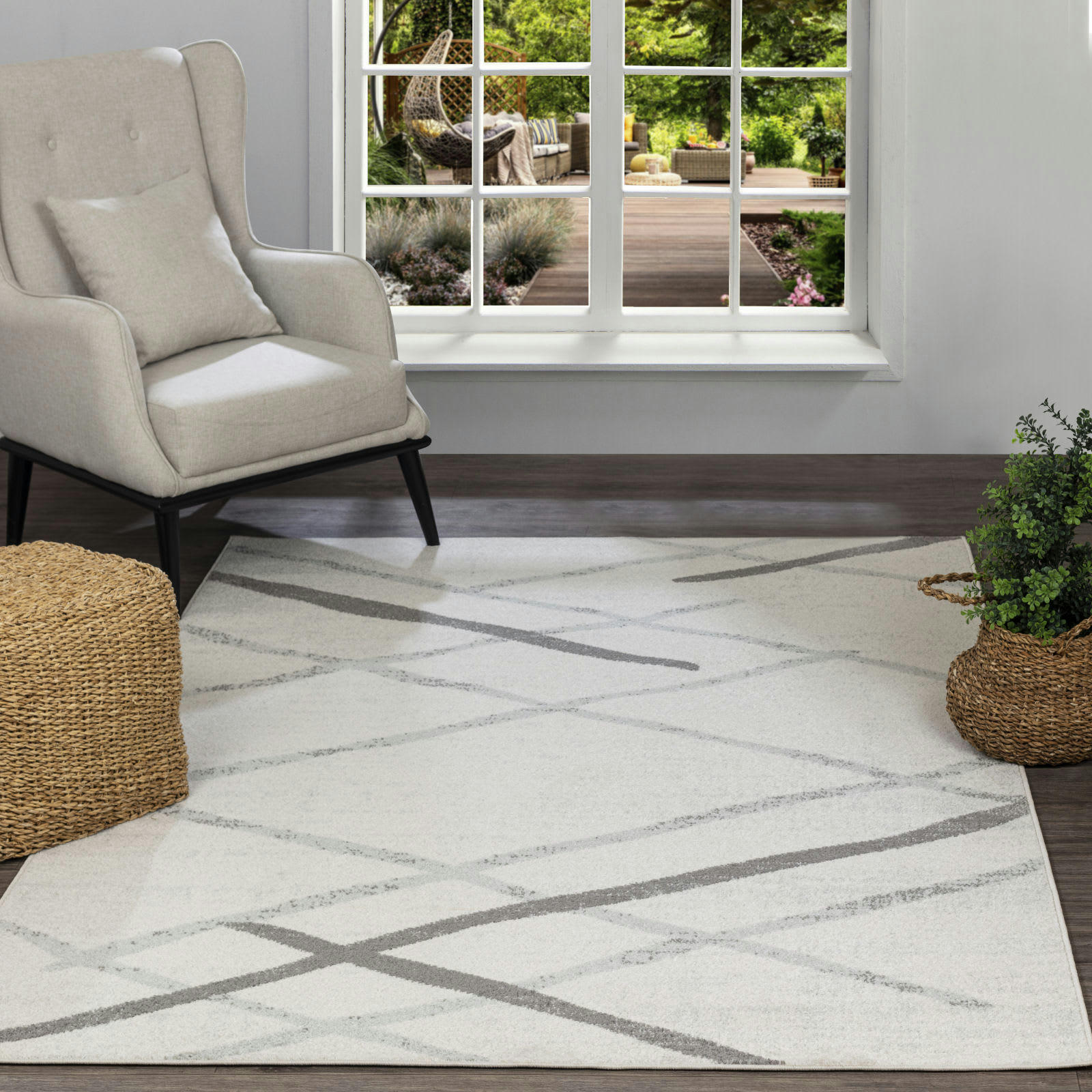 FELICIA - Tapis Scandinave Wabi-Sabi Blanc/Gris Clair 120x170