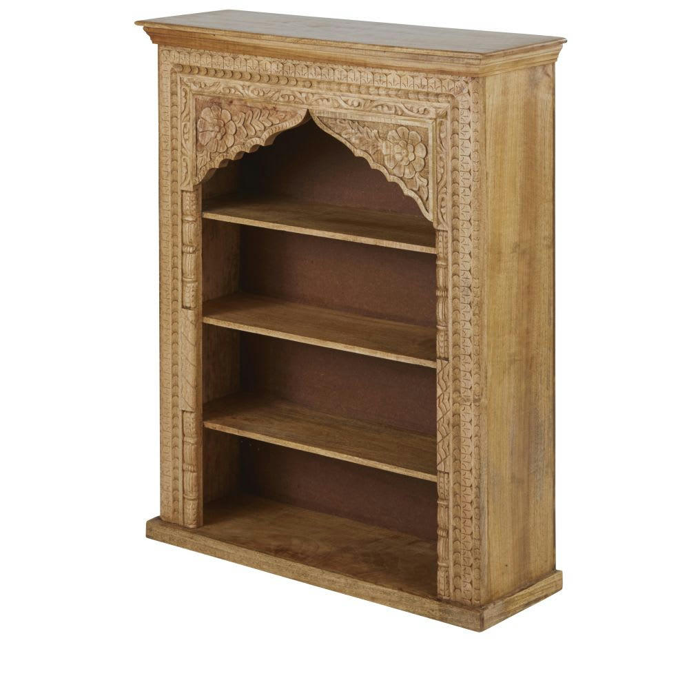 YASH - Etagère en bois de manguier gravé brun