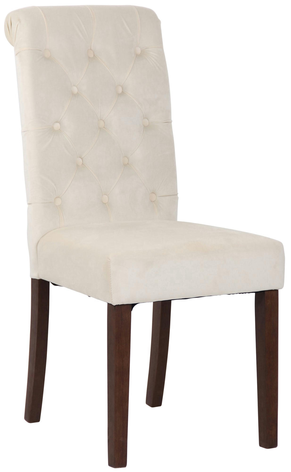 LISBURN - Chaise de salle à manger matelassée en velours Crème