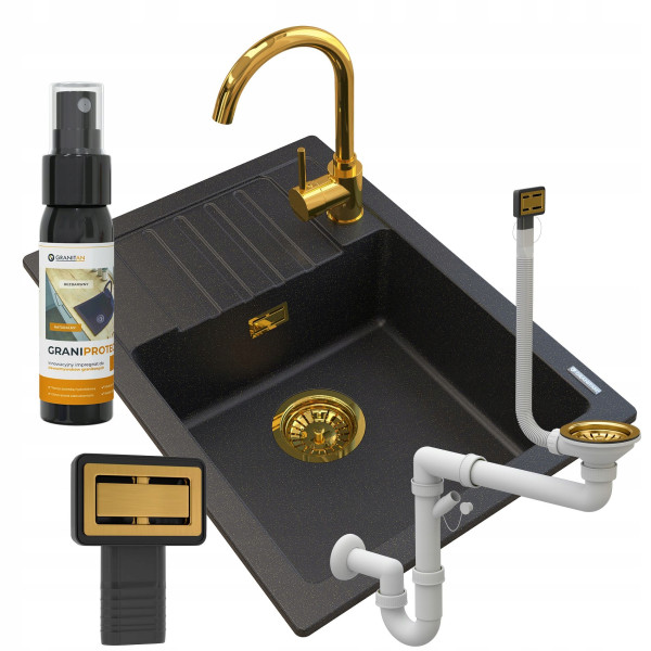 Zlew granitowy Golden Argos   bateria Beta   syfon