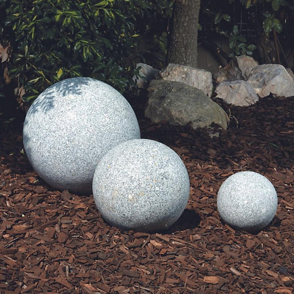Boule déco jardin granit diamètre 20 cm - Gris clair 20 cm