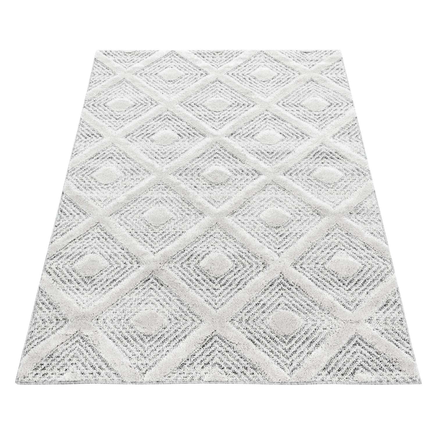 Dywan nowoczesny 3D La Casa romby kremowo-szary 60x 110
