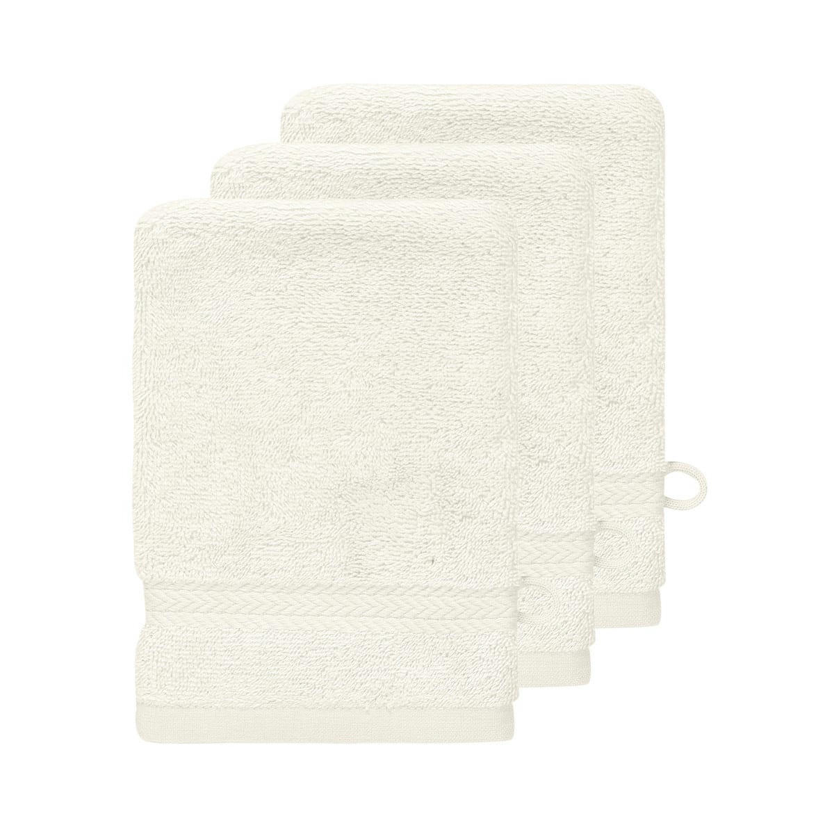 LUXURY - Lot de 3 gants de toilette 550gr/m²  ecru 16x22 cm