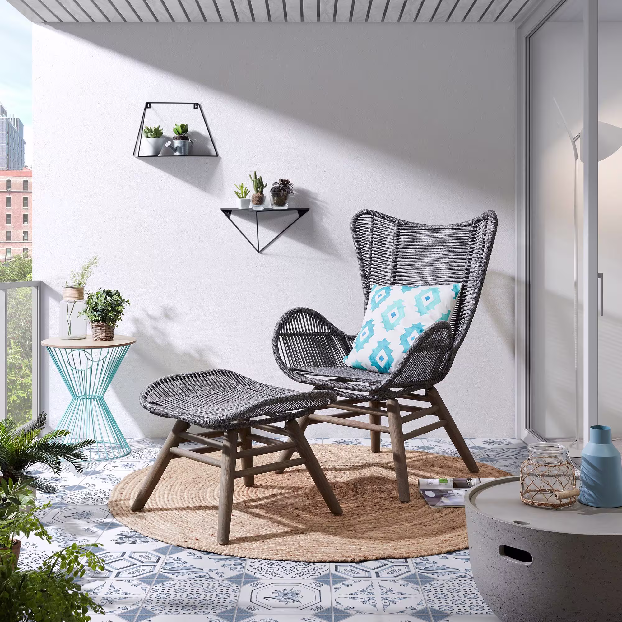 Estante Teg prisma de acero con acabado negro 40 x 20 cm