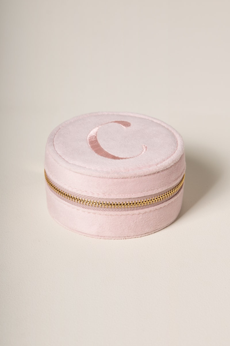 Blush Round Initial Jewelry Box