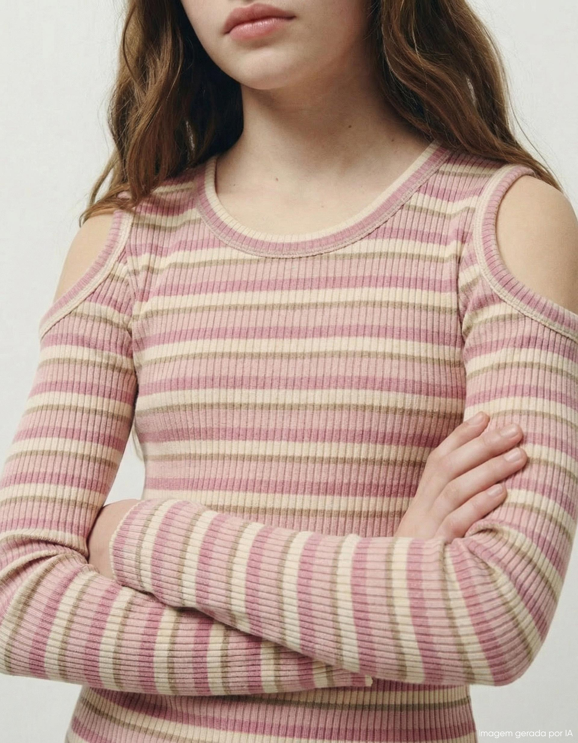 T-shirt Manga Comprida Cut Out, Menina, Rosa Claro