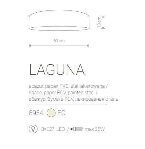 Plafon biały ecru okrągły 50cm LAGUNA 3xE27x40W IP20 Nowodvorski
