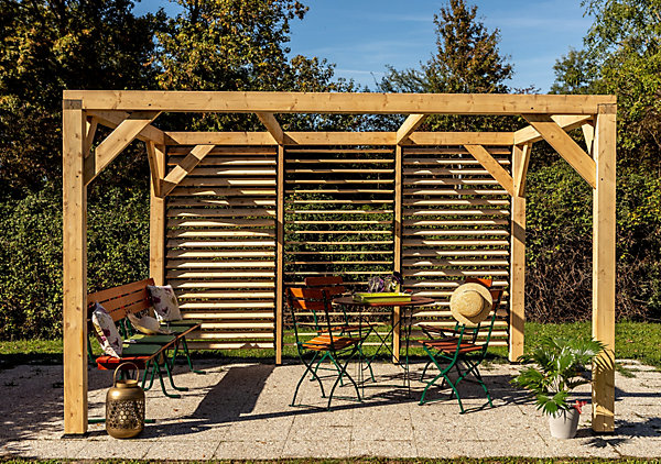 Auvent pergola Veneto Habrita en bois l.3,6 x P.3,4 x H.2,17 m