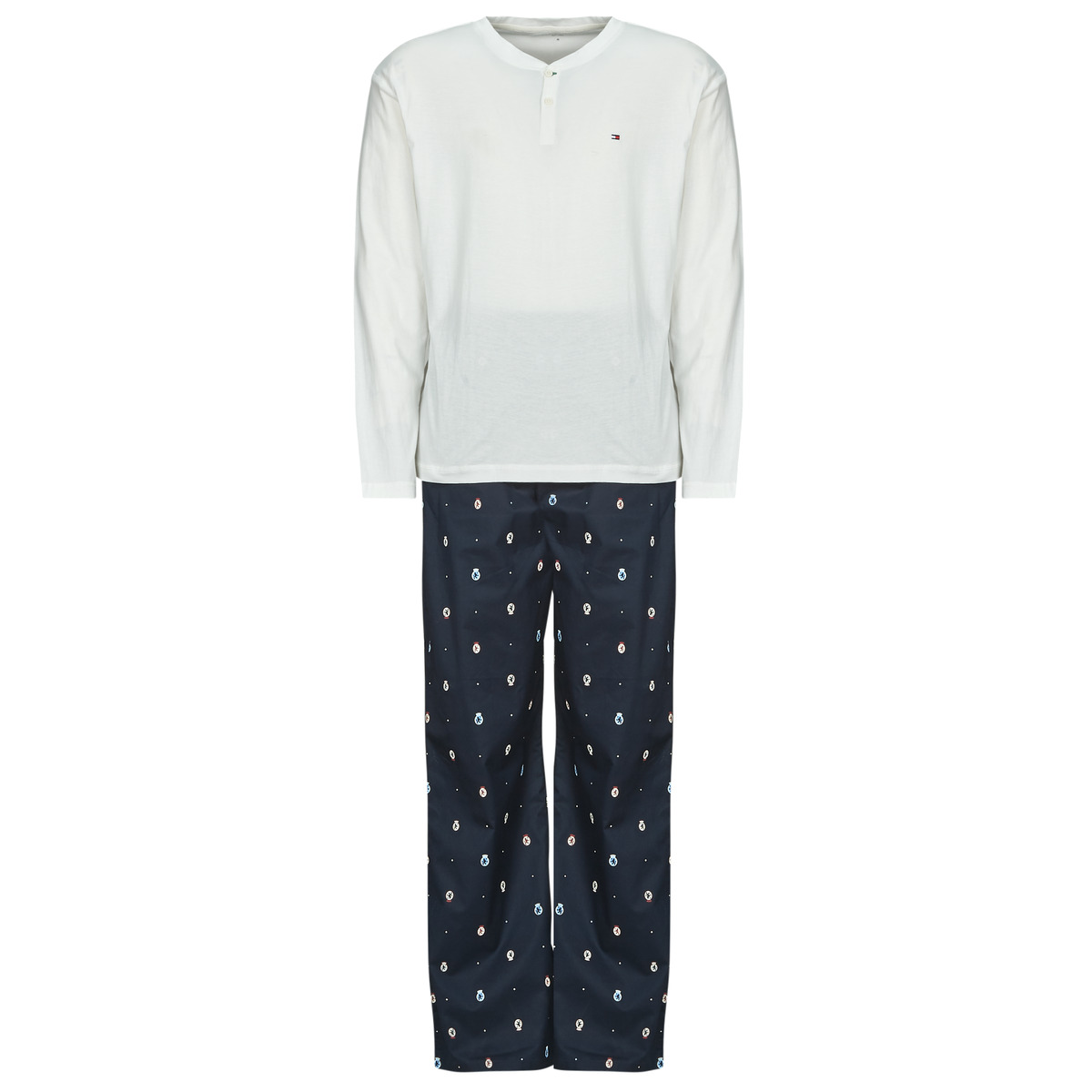 Tommy Hilfiger - LS WOVEN HENLEY PJ SET - BOXED - Marine / White