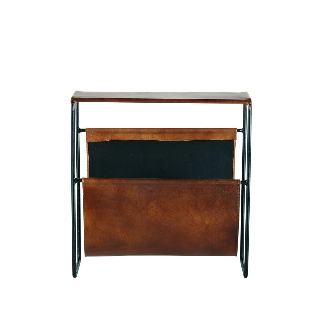 Saïd - Porte-revues en cuir et métal noir