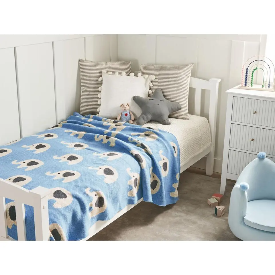 HILKOT - Kinderdeken - Blauw - 130 x 170 cm - Katoen