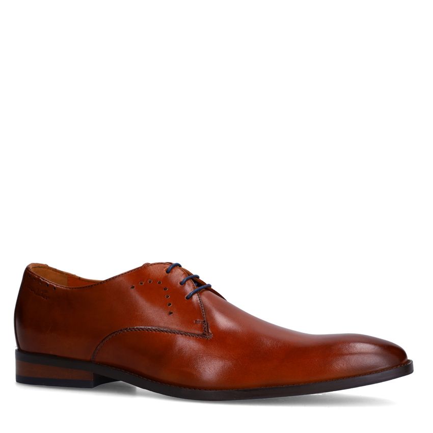 Van Lier Cognac leren veterschoenen