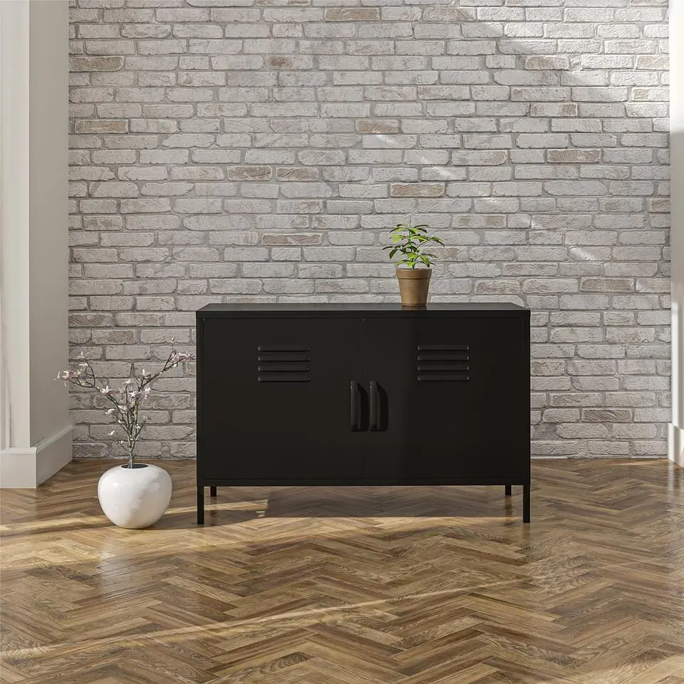 Mission District - Dressoir met 2 deuren en zwart metaal