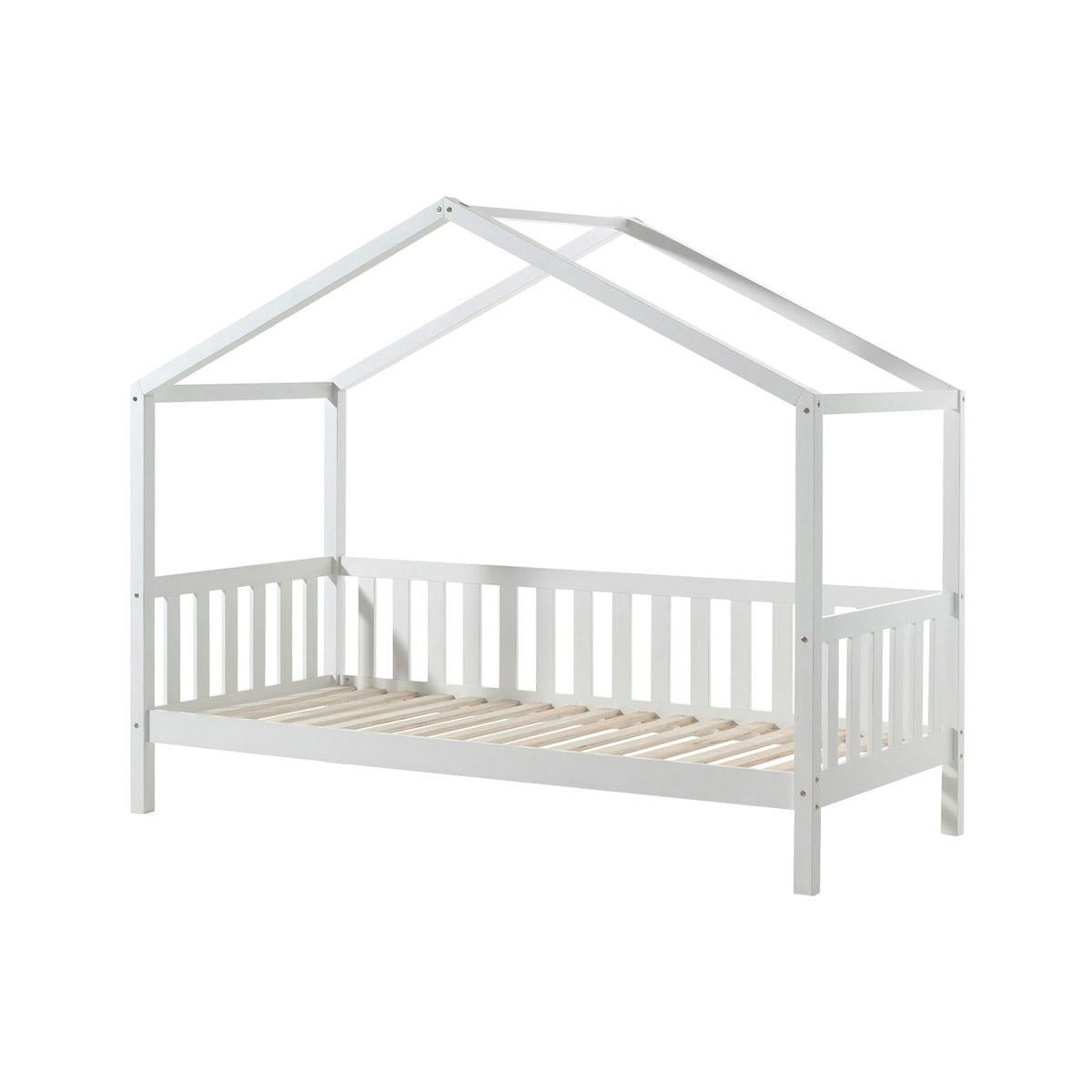 LIT - Lit cabane mh 90x200 sommier inclus blanc