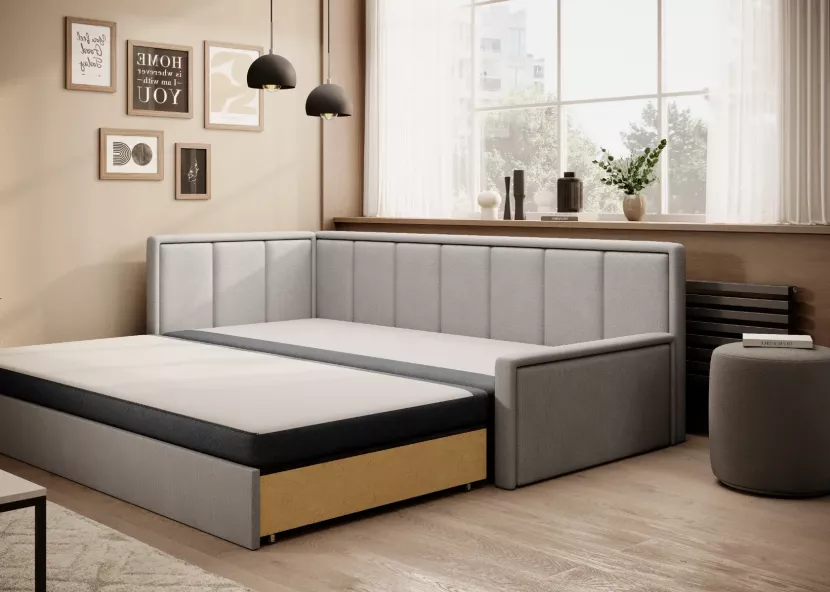 Sofa rozkładana z funkcją spania FULGEO jasna szara/szara le