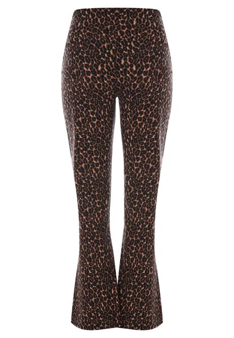 Womens Brown Leopard Print Jersey Flare Leggings