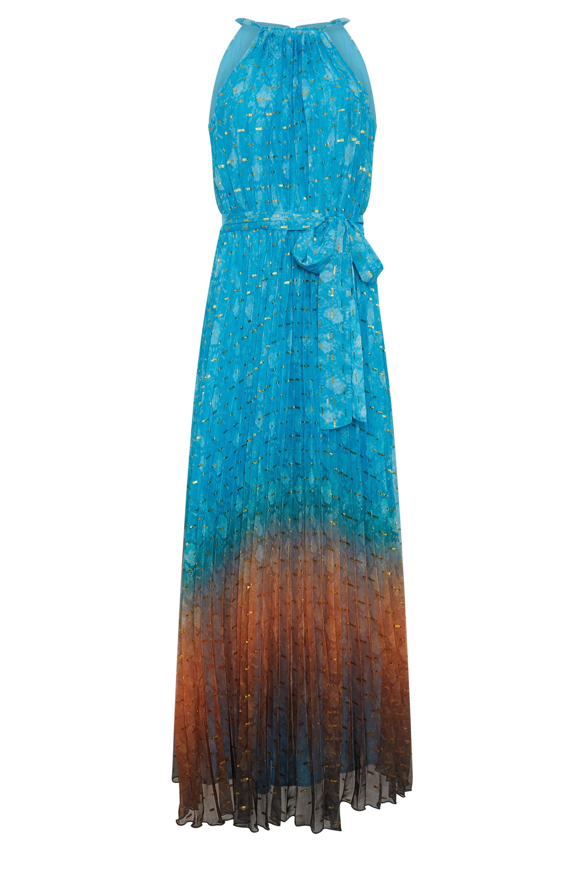 Star by Julien Macdonald Snake Skin Metallic Pleated Dress