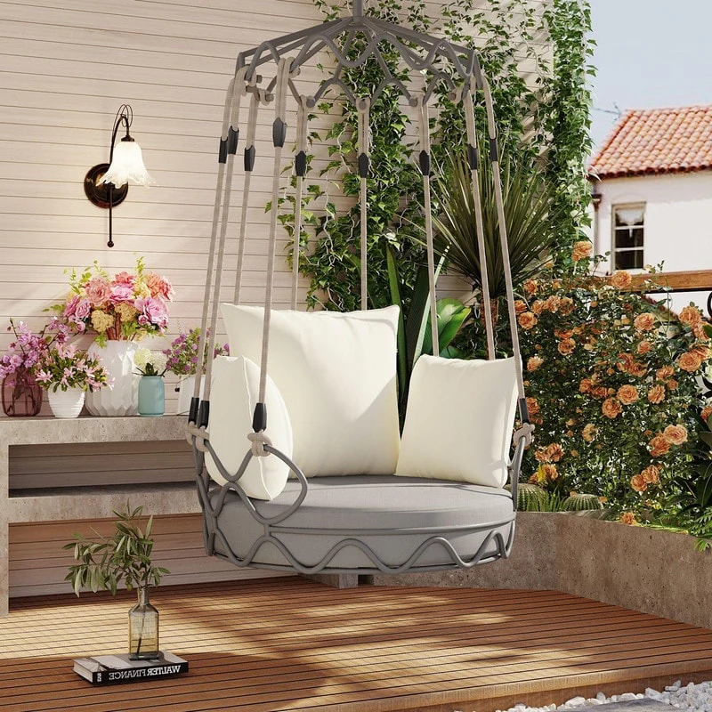 Outdoor Hanging Swing Chair with Cushion Ideal for Outdoor and Indoor Relaxation Spaces
