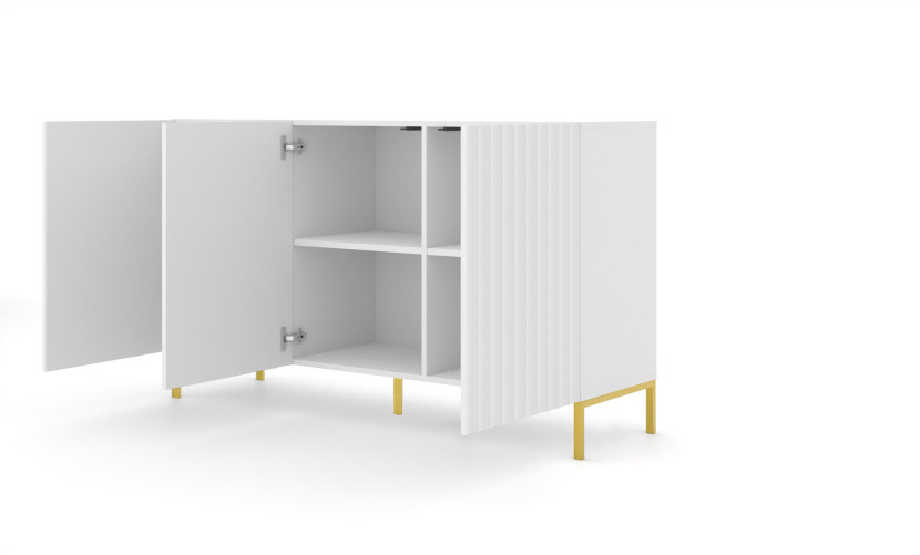 Komoda WAVE 150 cm 3D frez biały mat