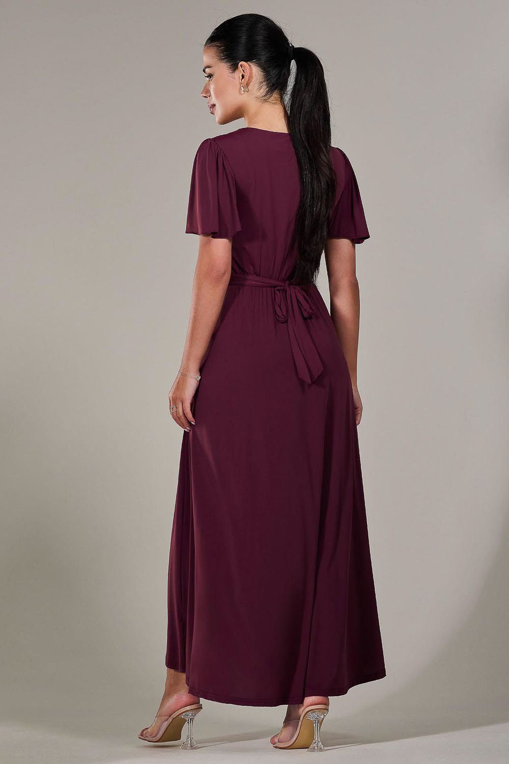 Jolie Moi Short Sleeve Soft Silky Jersey Maxi Dress
