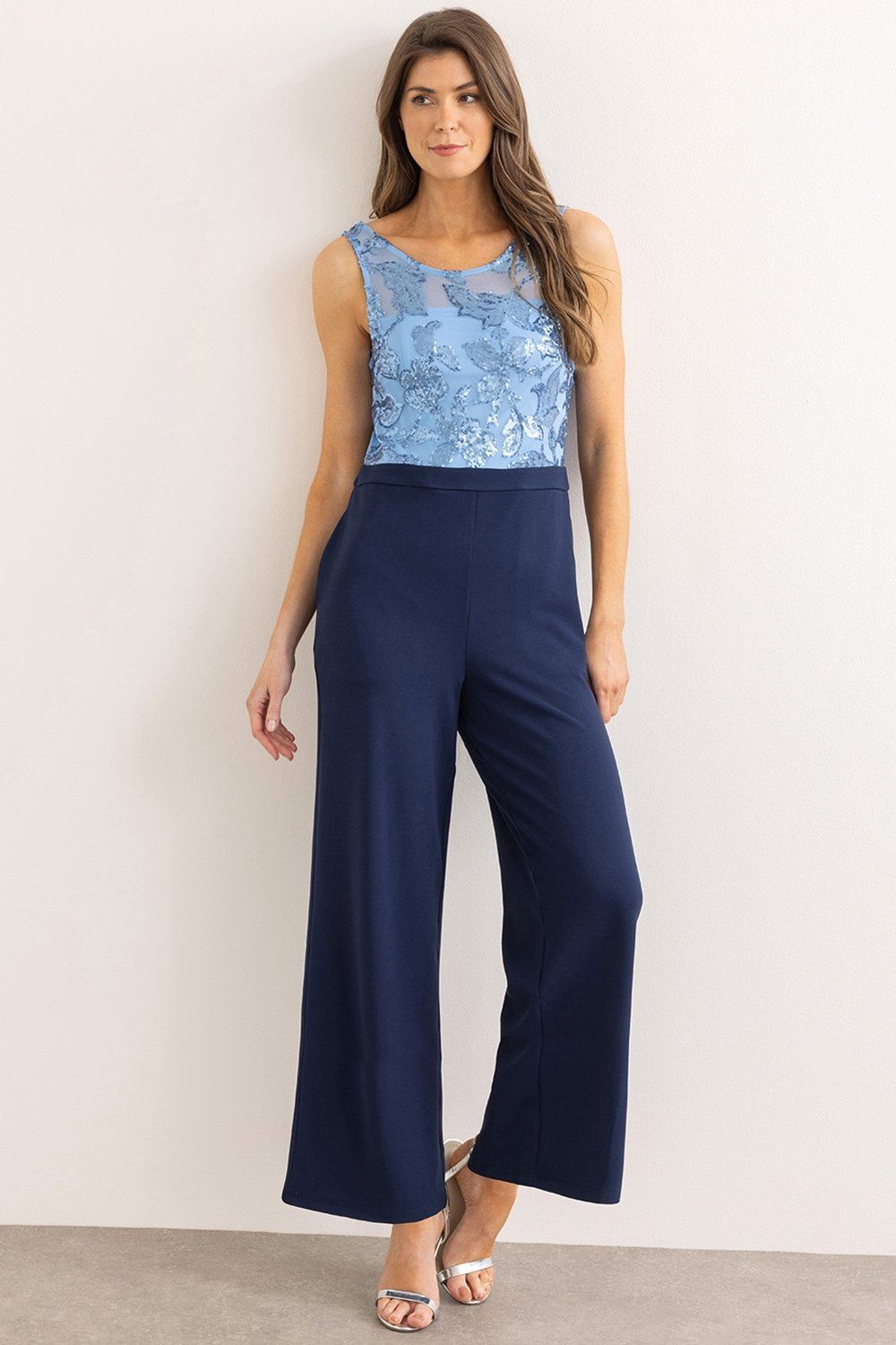 Klass. Sequin Top Wide Leg Jumpsuit