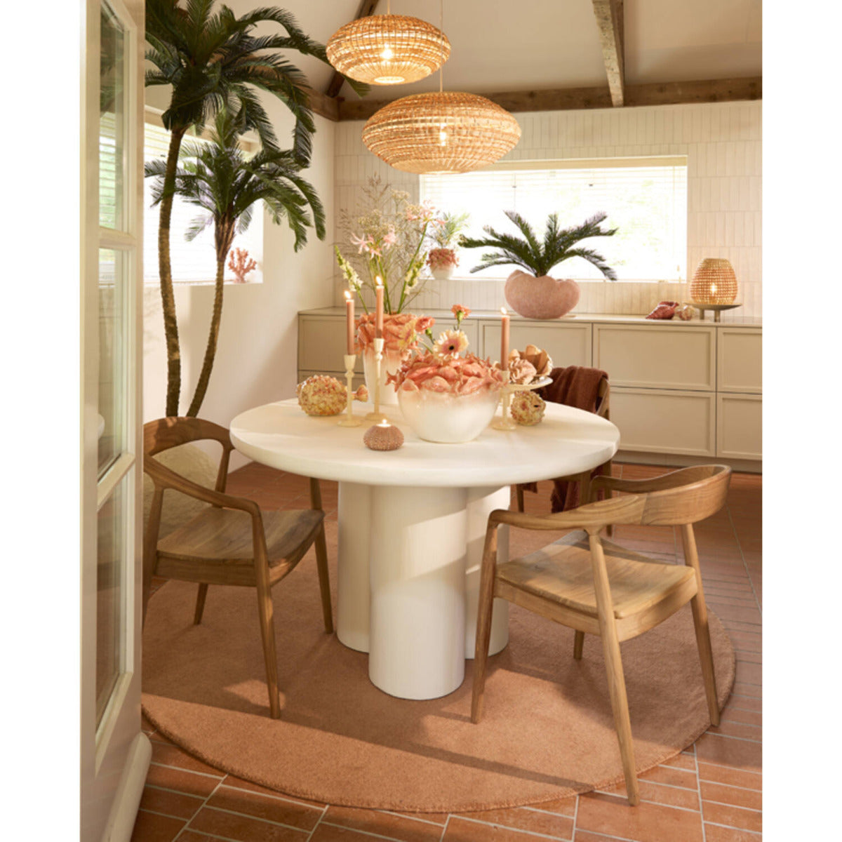 Light & Living - Mizuho eettafel Ø130x78 cm - crème