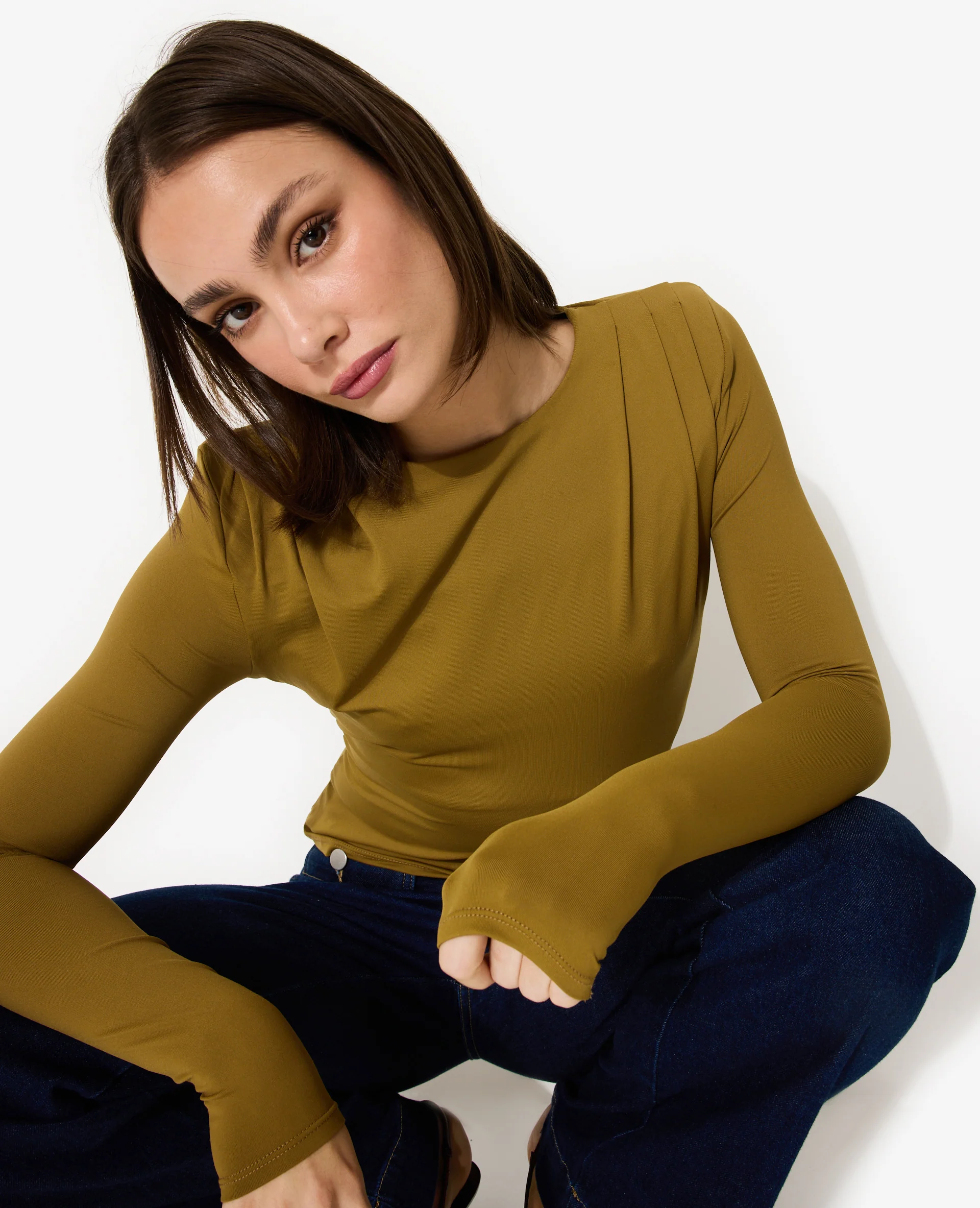 T-shirt manches longues avec épaulettes et pinces