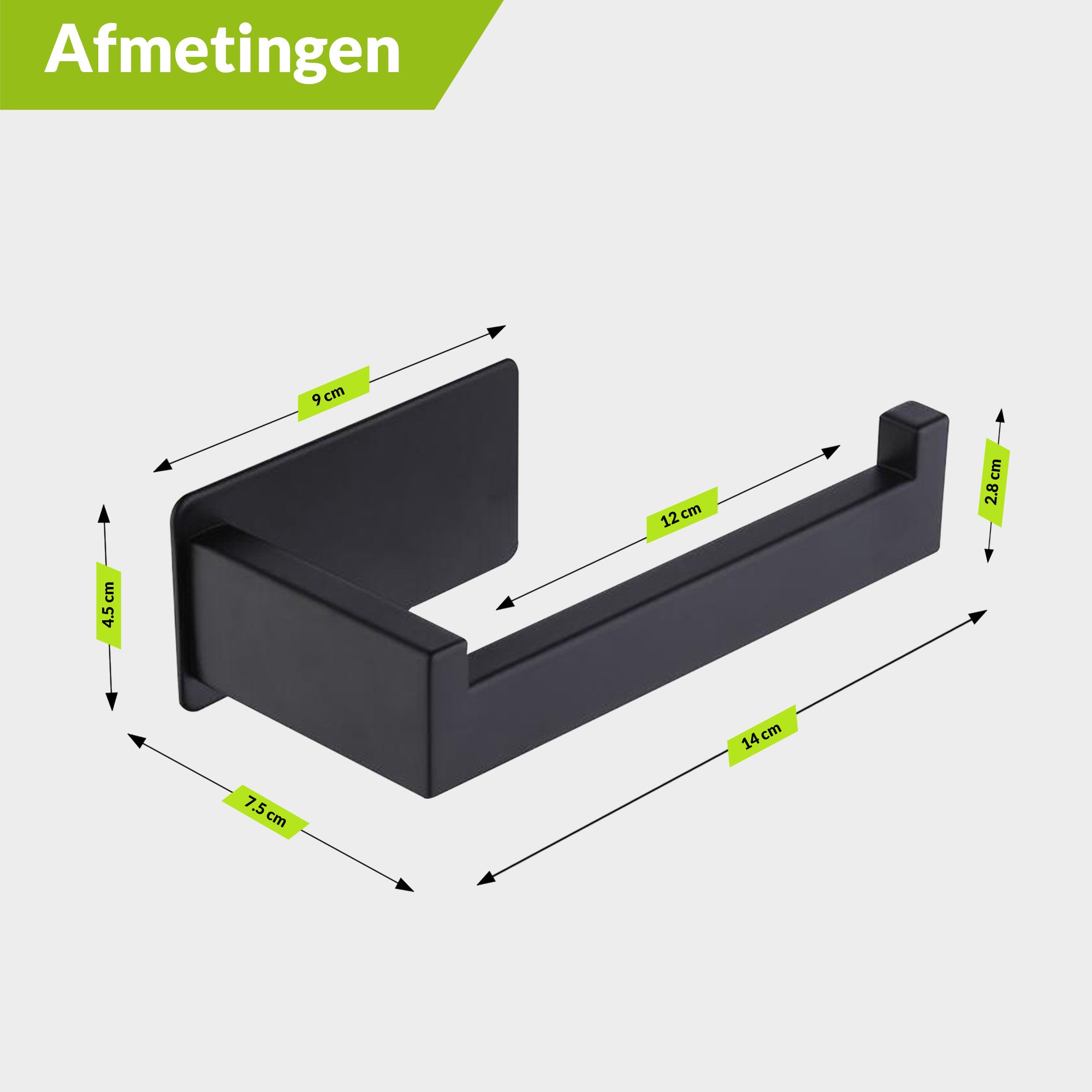 XIVADA Toiletset Zwart - Wc borstel - Wc rolhouder - Handdoekhaakjes