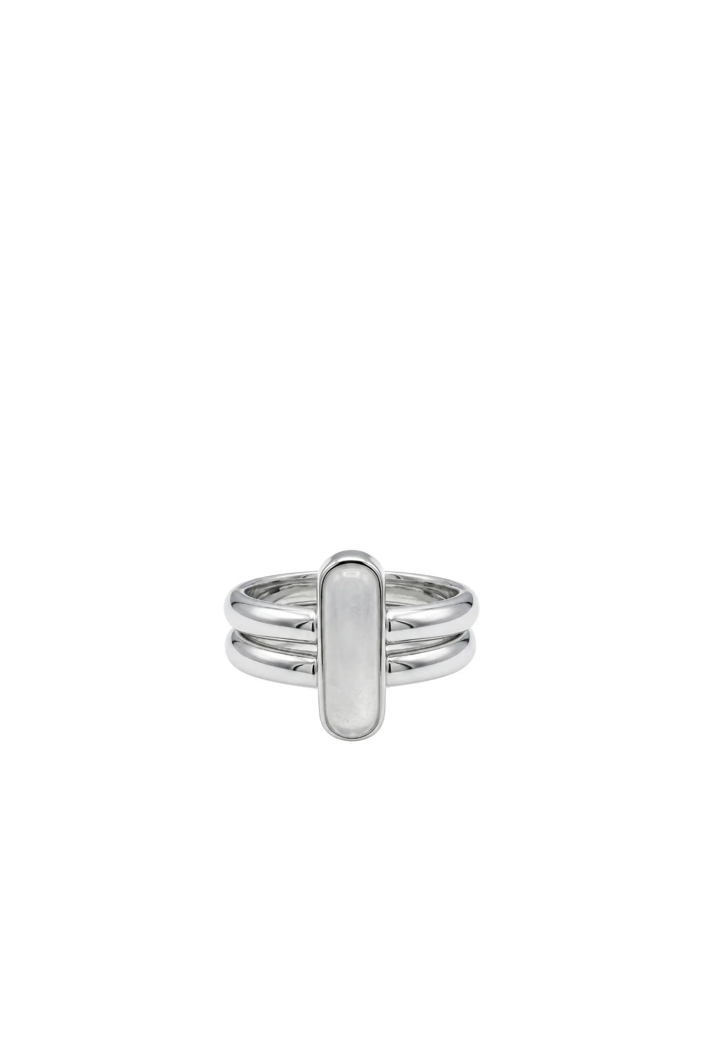 Infinity — Duo Bar Ring in White Hanbai Jade