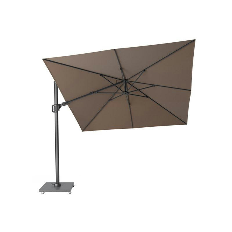 CHALLENGER T2 - Parasol déporté rotatif 3x3m double inclinaison taupe