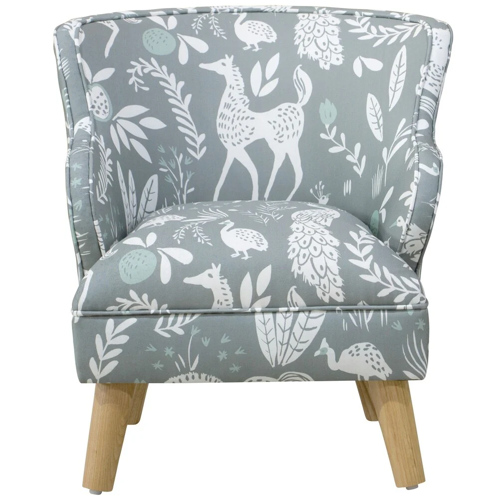 Skyline Furniture Kids Modern Chair in Hatfield Fauna Grey Ground Mint